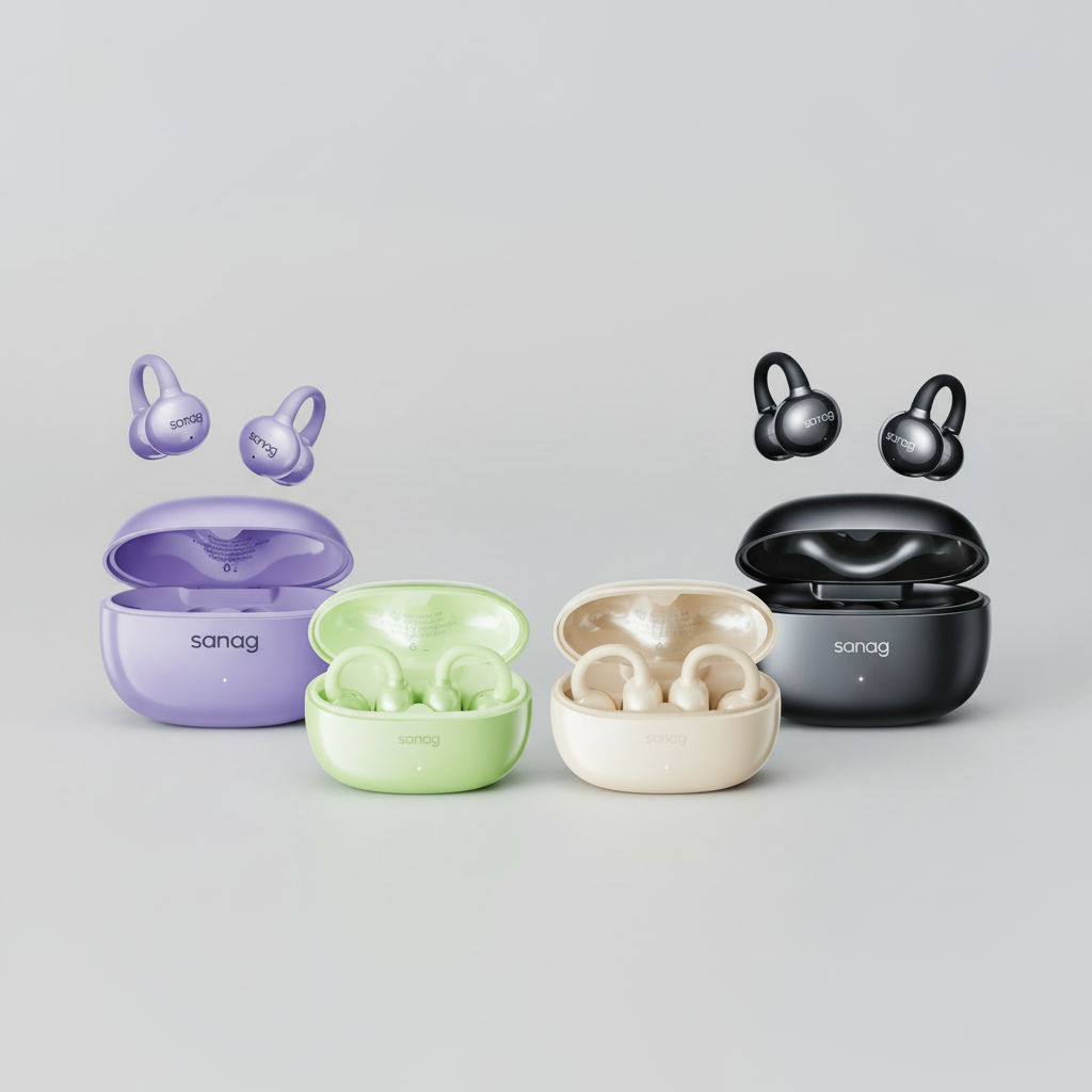 SANAG Z60S Cuffie Open Ear, Auricolari Clip Aperta Bluetooth Wireless, IPX4 Impermeabile, Cancellazione del Rumore Chiamate, 50 Ore di Riproduzione per Sport e Corsa, Impostazioni EQ, Viola SANAG Z60S Cuffie Open Ear, Auricolari Clip Aperta Bluetooth Wireless, IPX4 Impermeabile, Cancellazione del Rumore Chiamate, 50 Ore di Riproduzione per Sport e Corsa, Impostazioni EQ, Viola